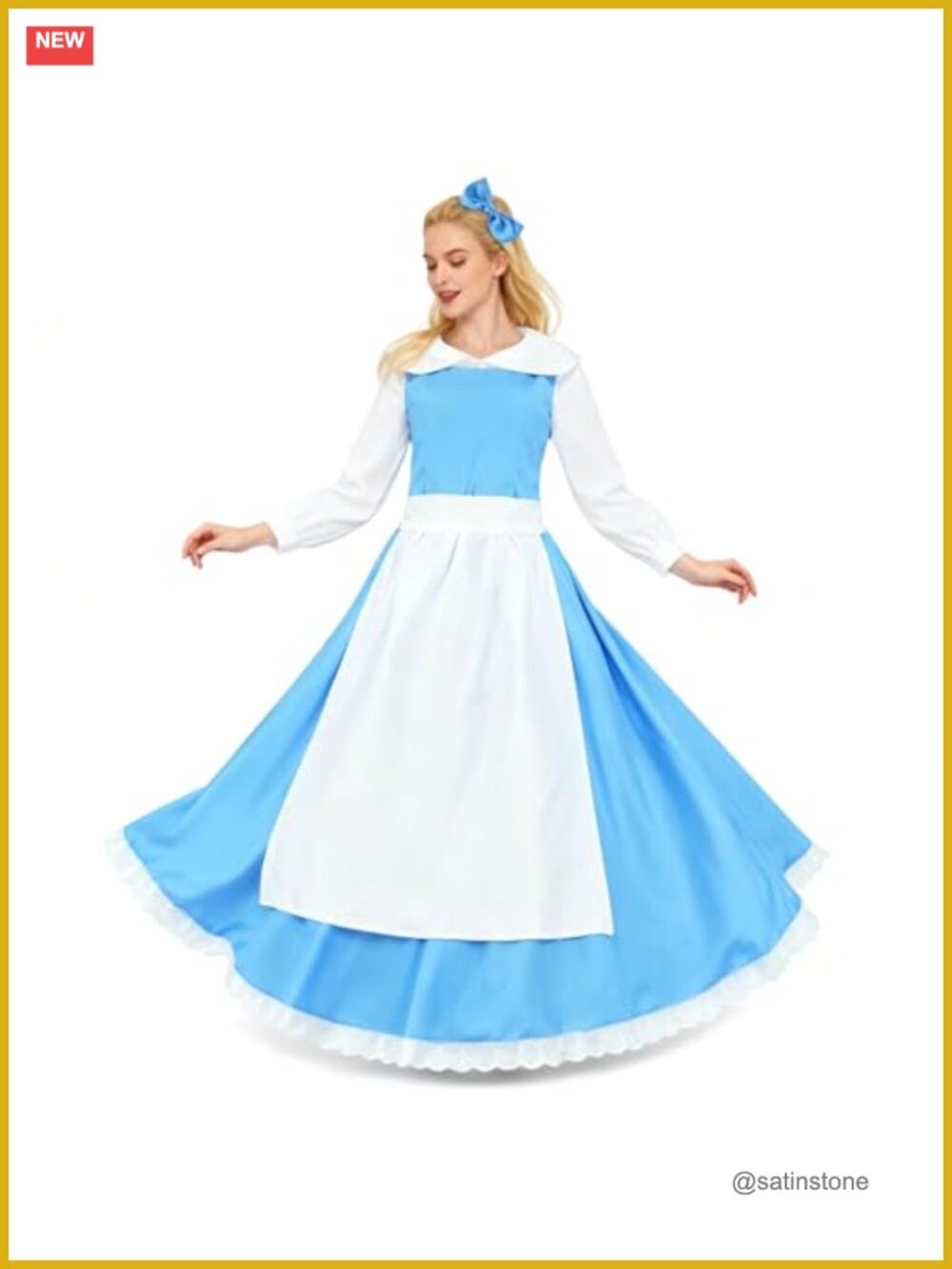 Women's Belle Beast Princess Cosplay Maid Costume Dress Set 3XL
